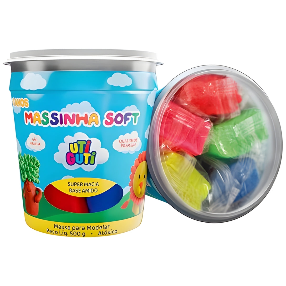 Pote Massinha Soft para Modelar 100g com 5 Cores - Utiguti