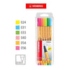 Estojo de Caneta Multiuso Point 88 Extrafina Stabilo 0.4Mm com 06 Cores Neon