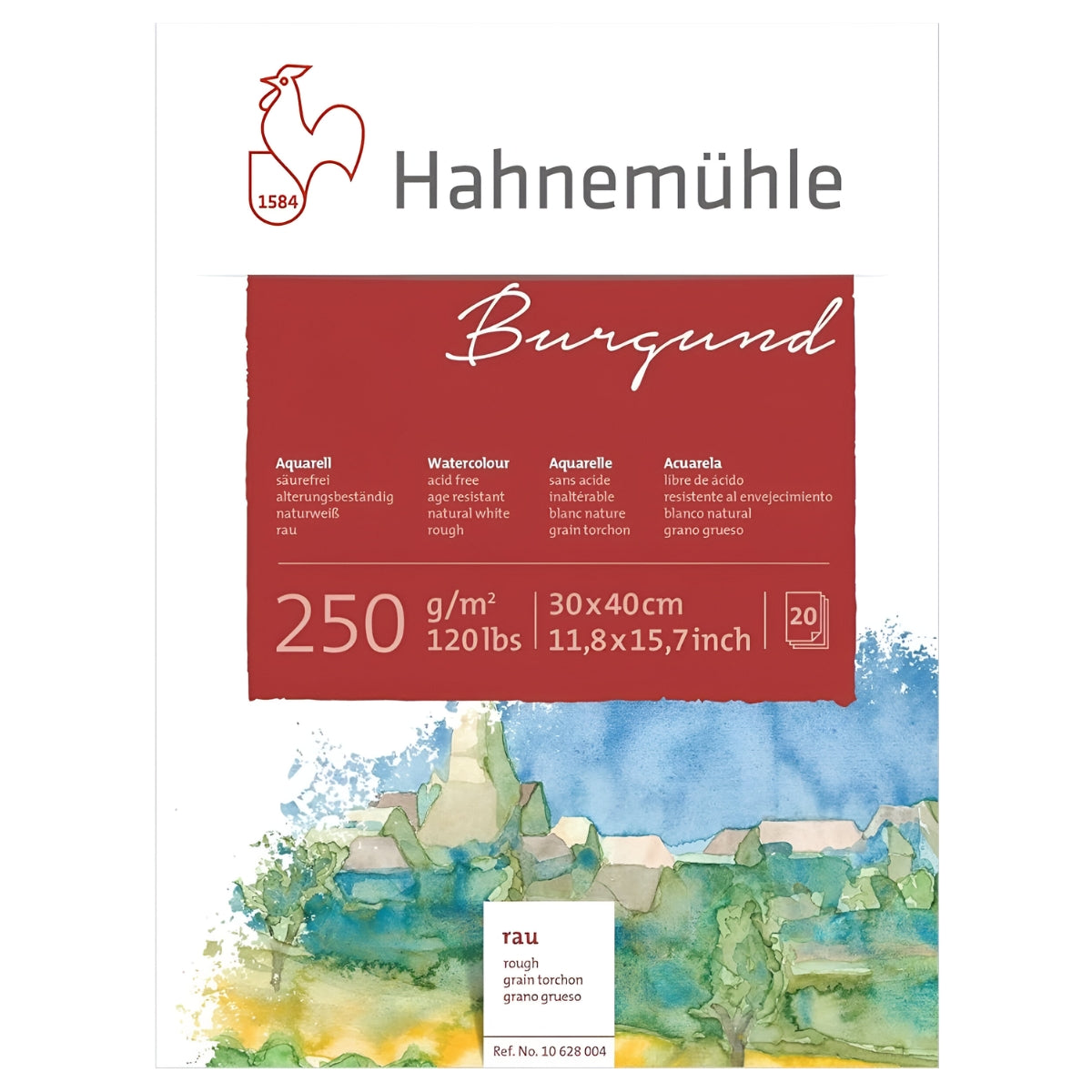 Bloco de Papel para Aquarela Hahnemühle Burgund 250g/m² Textura Rugosa com 20 Folhas