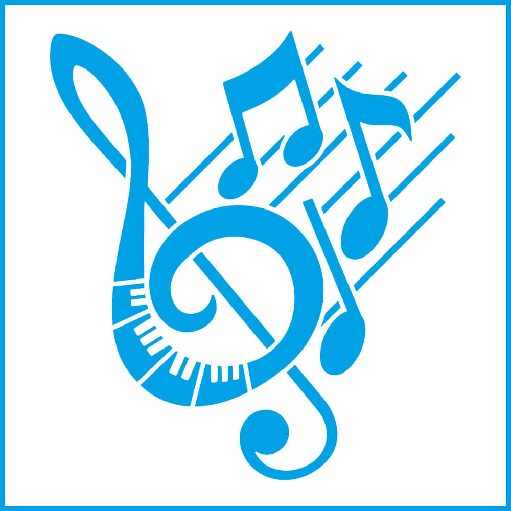 Stencil - Clave de Sol e Partitura 10x10cm para Pintura Decorativa e Artesanato St-x-353 - Litoarte