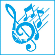 Stencil - Clave de Sol e Partitura 10x10cm para Pintura Decorativa e Artesanato St-x-353 - Litoarte