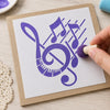 Stencil - Clave de Sol e Partitura 10x10cm para Pintura Decorativa e Artesanato St-x-353 - Litoarte