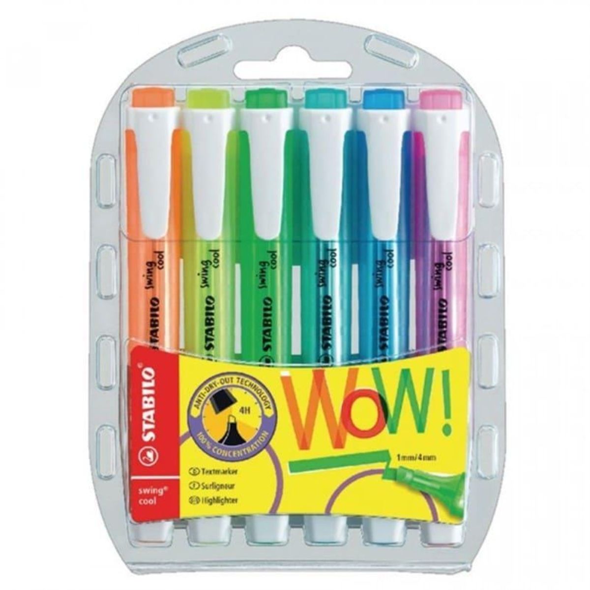 Marca-textos Swing Cool Fluorescente 1-4mm 6 Cores para Grifar e Lettering - Stabilo