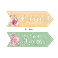Aplique em Papel e Mdf Tag Felicidades 4x6cm para Artesanato e Scrapdecor Apm4-335 - Litoarte