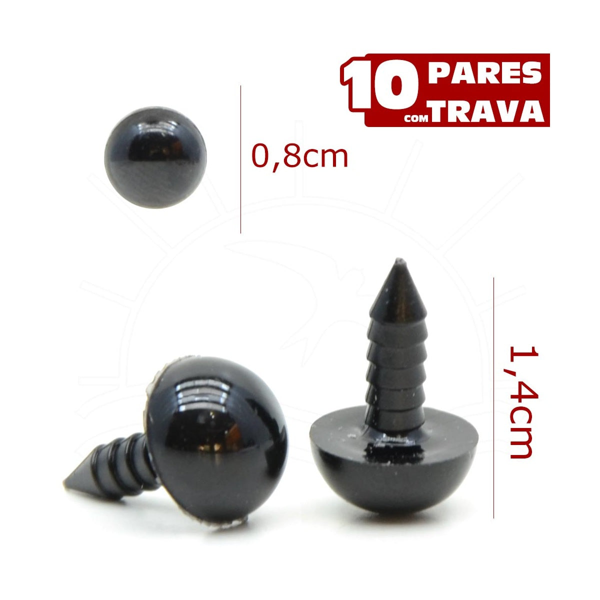 Olho Preto 8mm para Amigurumi e Bonecos Artesanais - Círculo