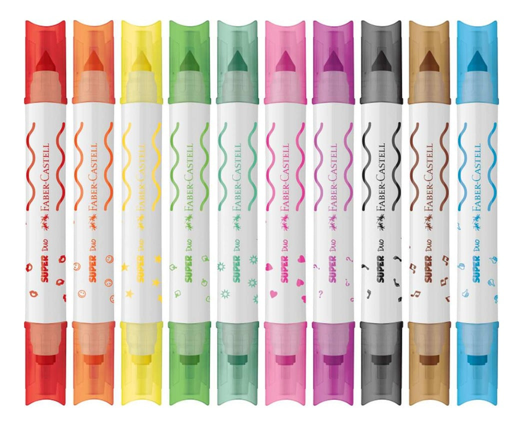 Estojo Canetinhas 2 Pontas Super Duo 10 Cores - Faber-castell Duo150610