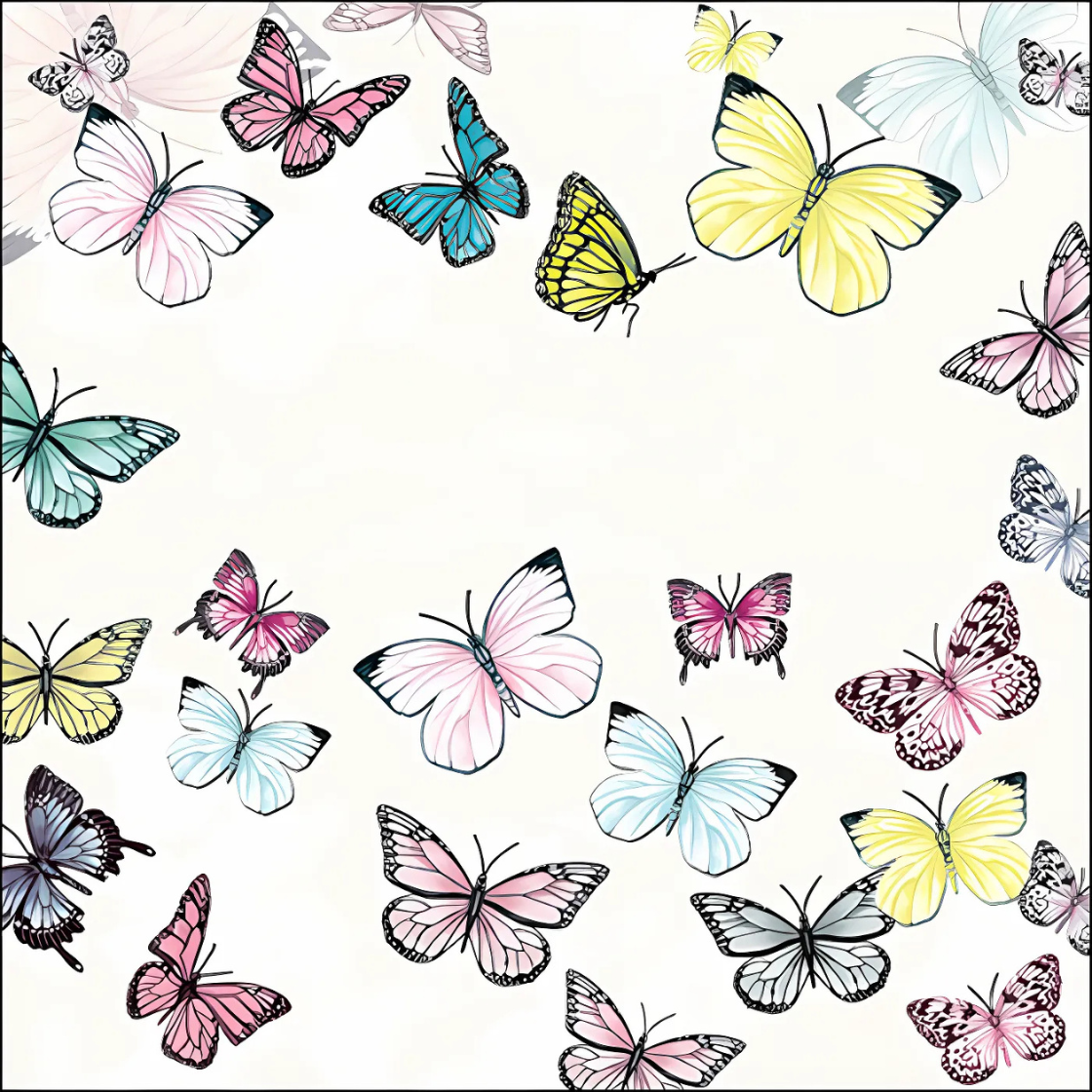 Guardanapo para Decoupage Ambiente 33x33cm com 20 Unidades - Borboleta Branca