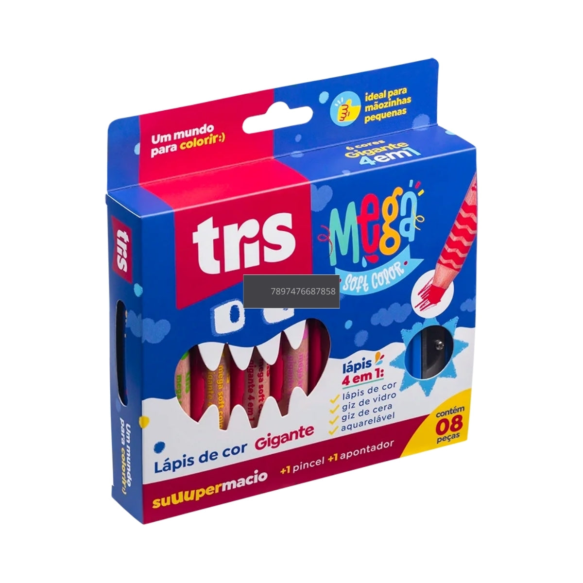Estojo Lápis de Cor Mega Soft Color Jumbo com 8 Peças - Tris