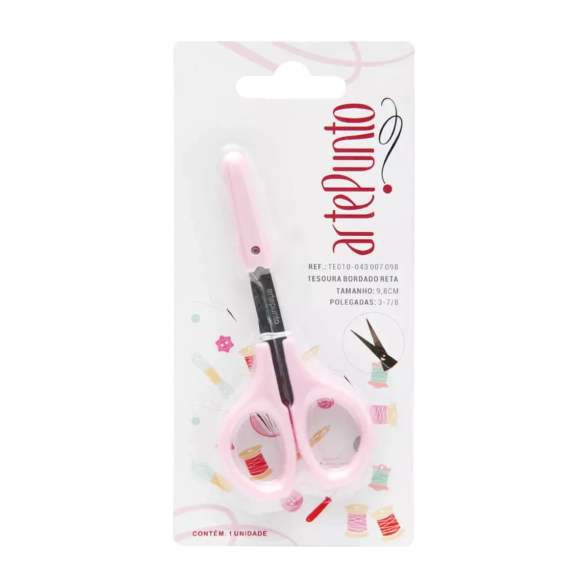 Tesoura para Bordar Ponta Reta Rosa 9,8cm - Artepunto
