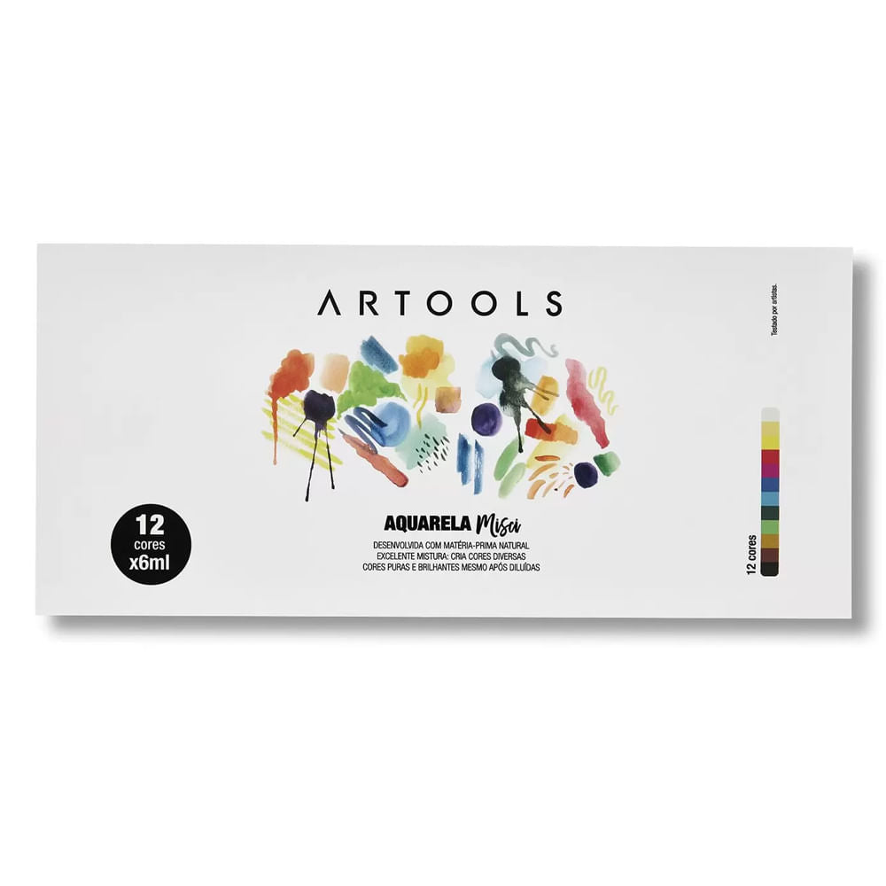 Estojo Tinta Aquarela Misci Bisnaga 6ml com 12 Cores Artools 610610  