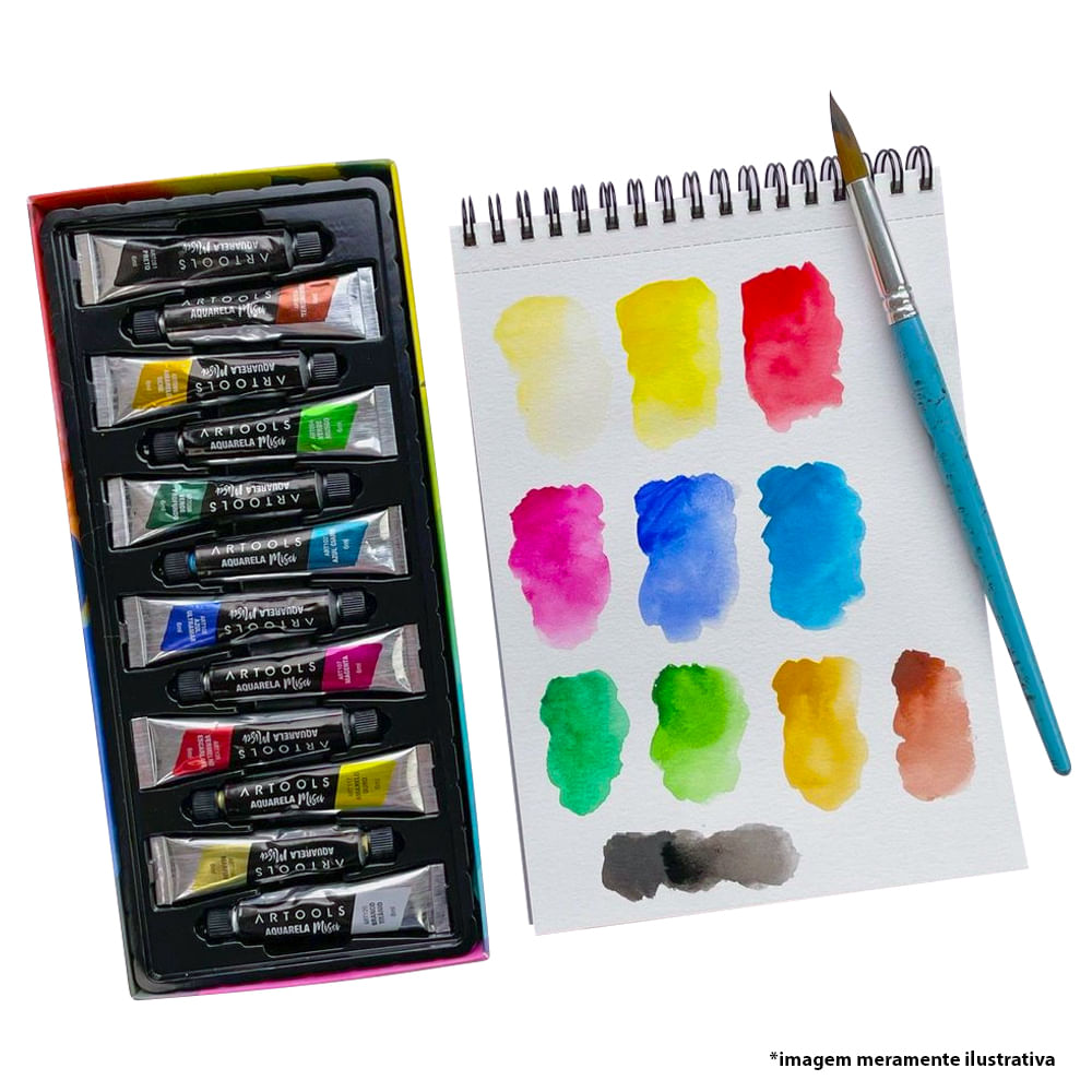Estojo Tinta Aquarela Misci Bisnaga 6ml com 12 Cores Artools 610610  