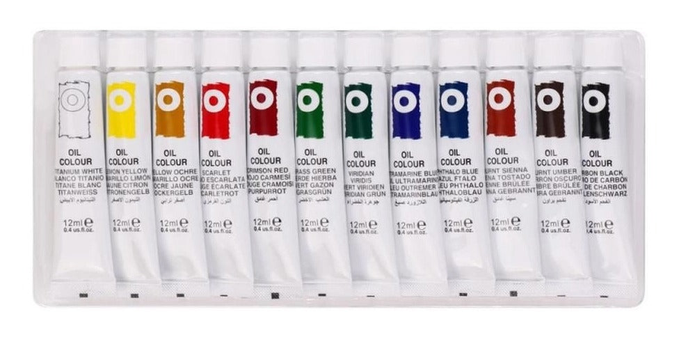 Estojo Tinta Óleo Sinoart 12ml com 12 Cores