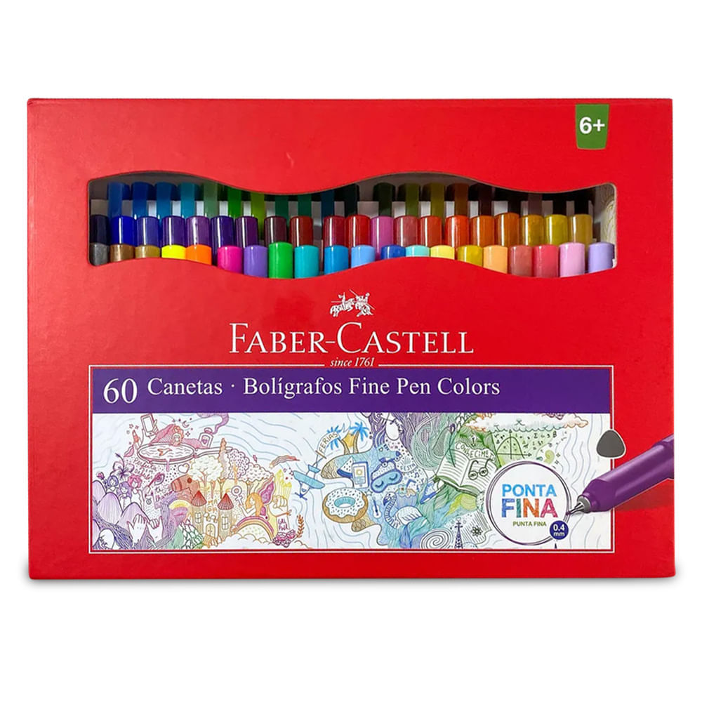 Estojo Caneta Fine Pen Colors 0,4mm com 60 Cores - Faber-castell Fpb/es60zf