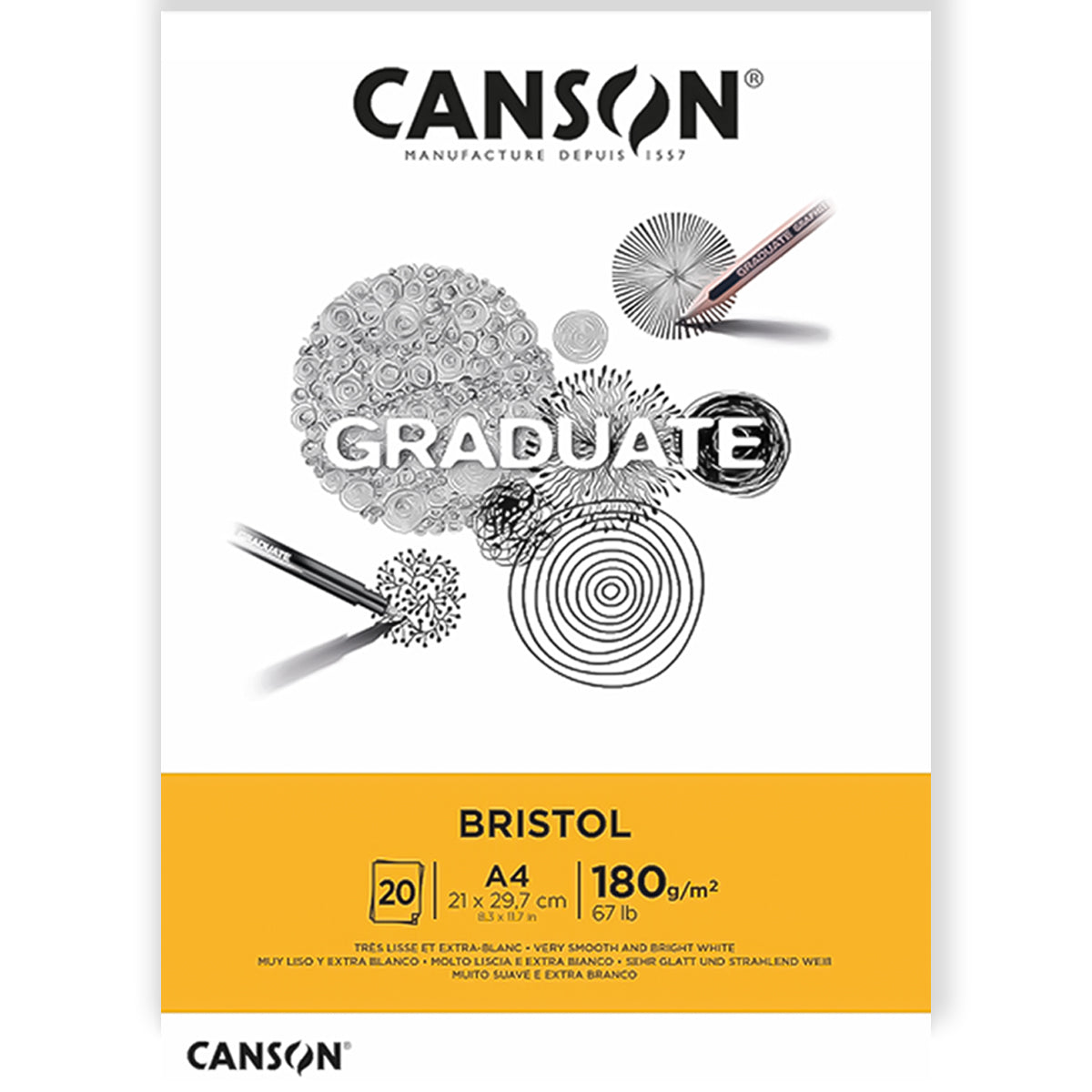Bloco Canson Graduate Bristol 180 g/m² 20 Folhas