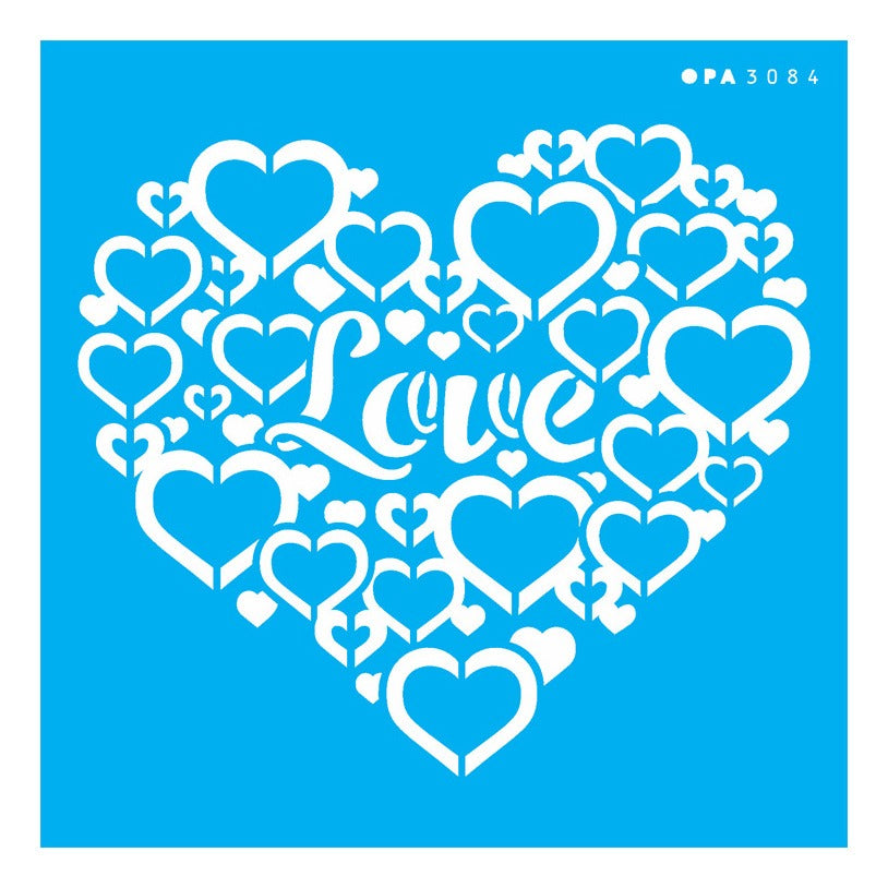 Stencil Opa 14x14cm - Coração Love - 3084