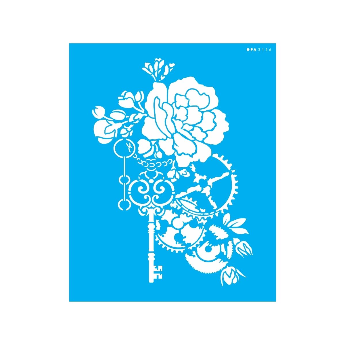 Stencil Opa 20x25cm - Steampunk Art Rosa e Engrenagem - 3116