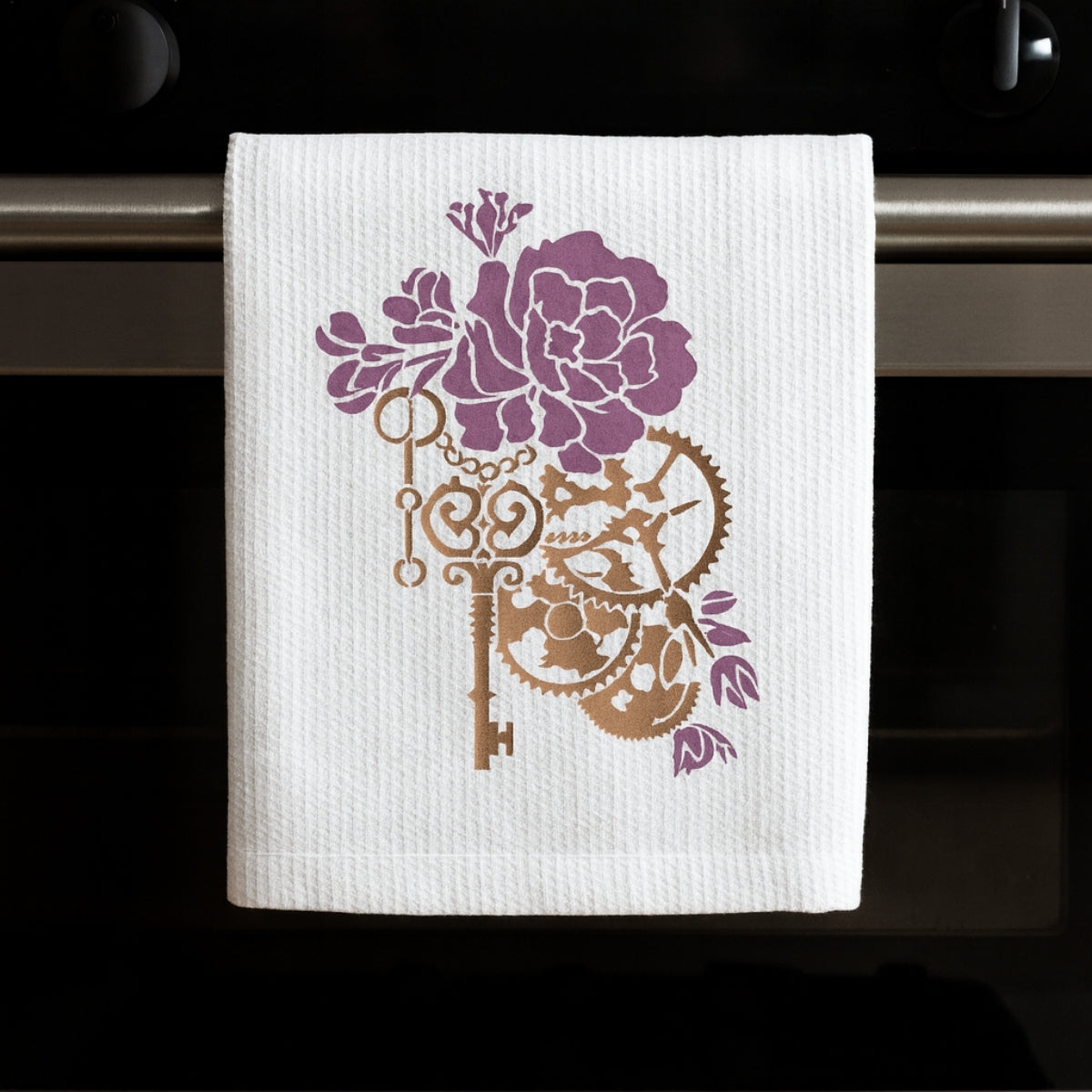 Stencil Opa 20x25cm - Steampunk Art Rosa e Engrenagem - 3116