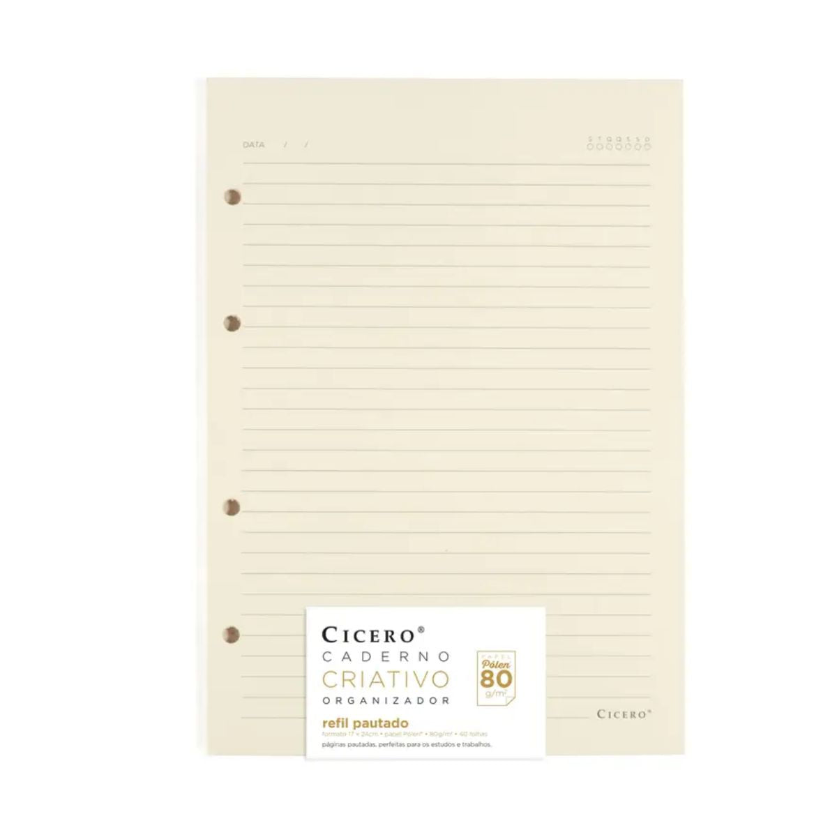 Refil Caderno Criativo Cicero 17x24cm Pólen Pautado com 40 Folhas