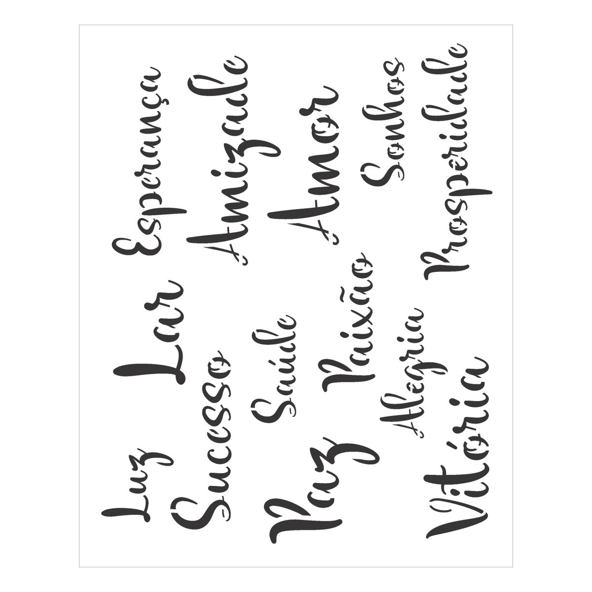 Stencil Palavras Lettering Ii 20x25cm para Pintura Decorativa e Artesanato 3040 - Opa