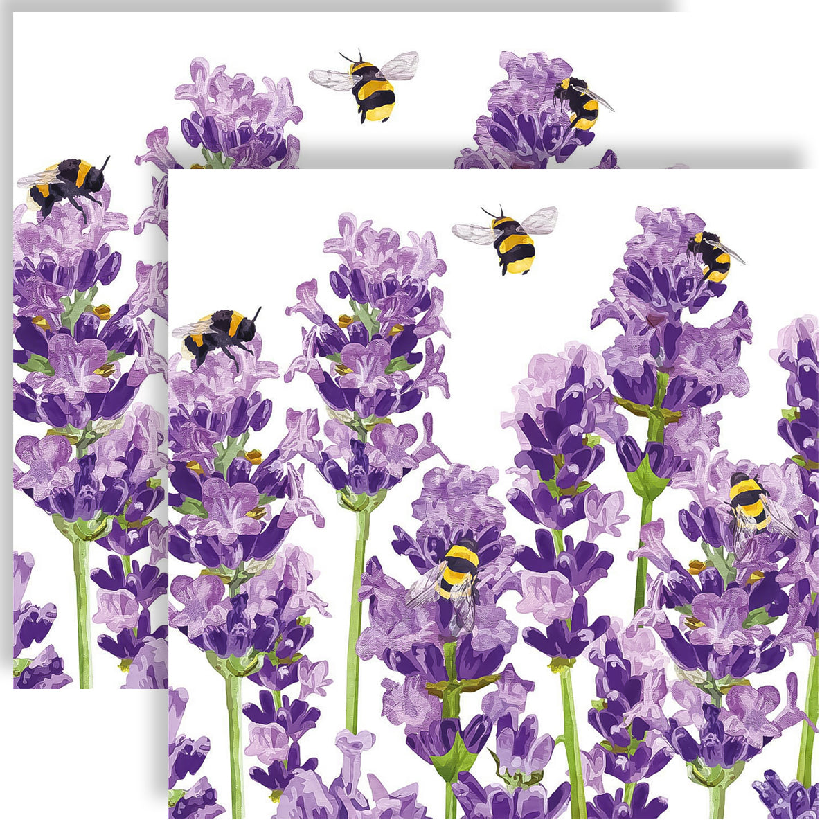 Guardanapo para Decoupage Ambiente 33x33cm com 20 Unidades - Abelhas e Lavanda