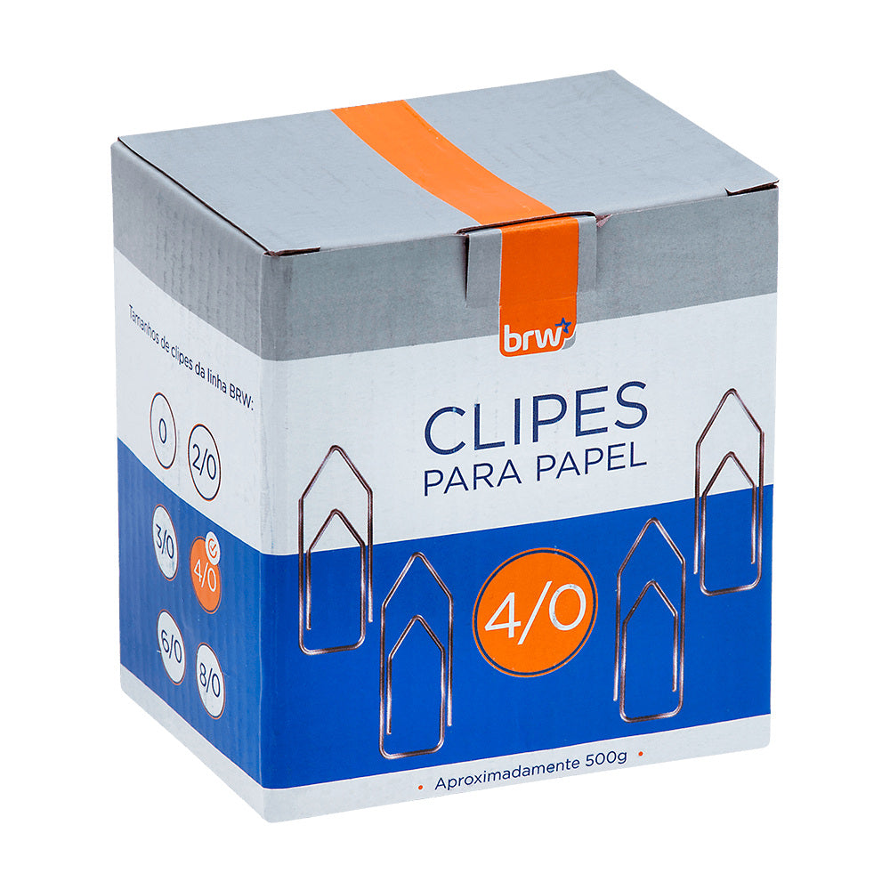 Caixa Clipes para Papel Tamanho 4/0 500g para Prender e Agrupar Folhas - Brw