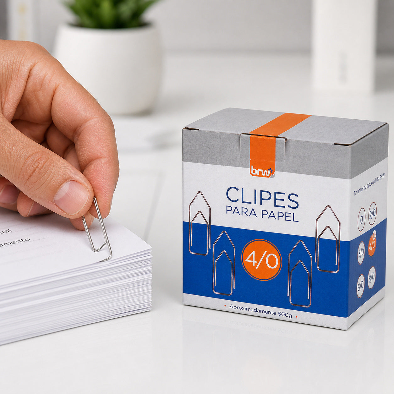 Caixa Clipes para Papel Tamanho 4/0 500g para Prender e Agrupar Folhas - Brw