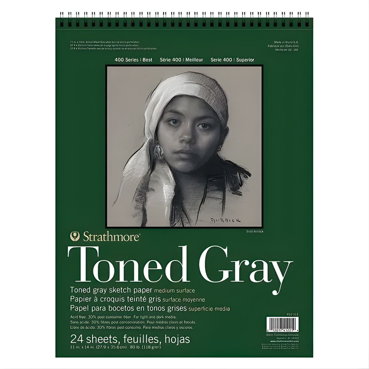 Bloco Papel Strathmore Toned Sketch Tan 118g 27,9x35,6cm 24 Folhas  Cinza