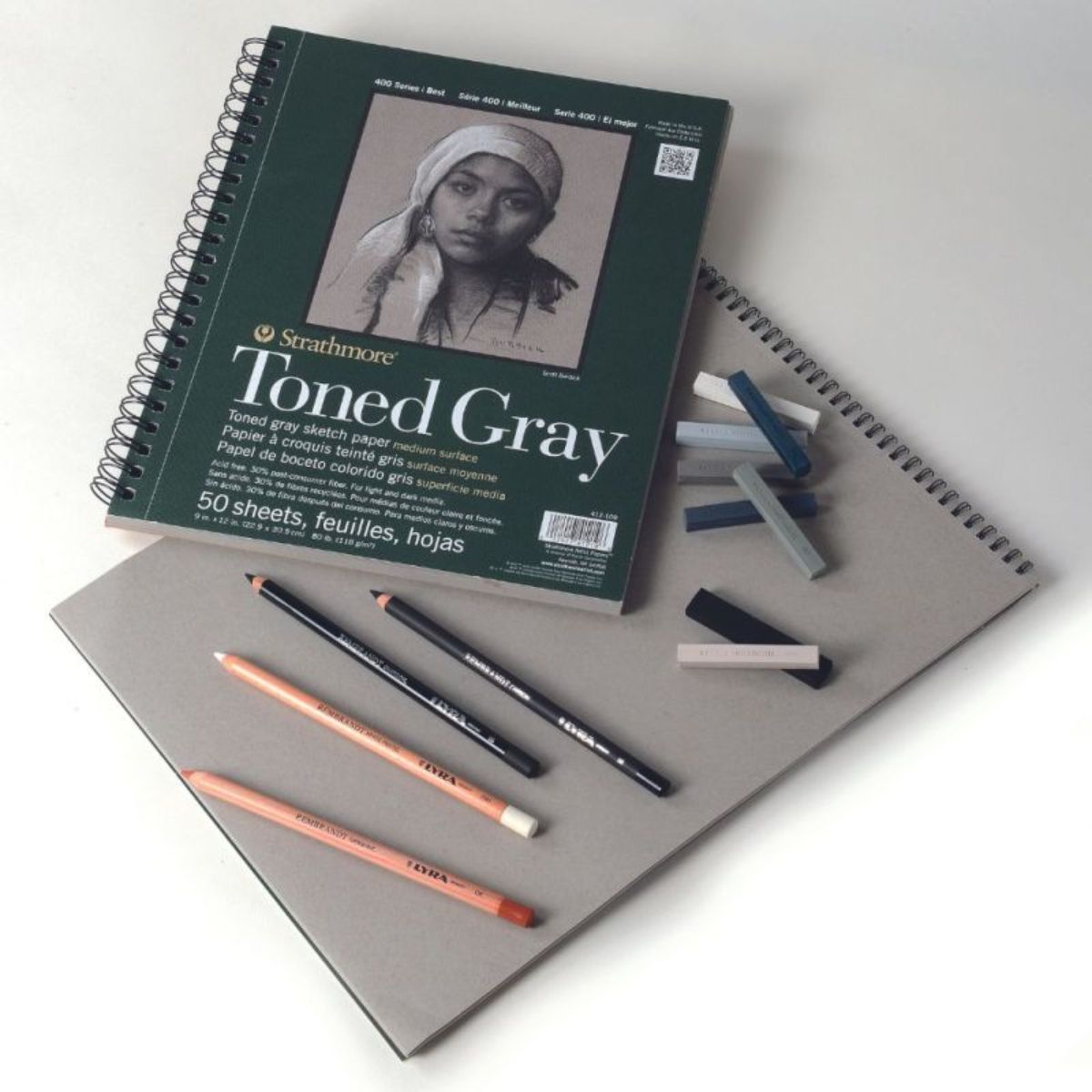 Bloco Papel Strathmore Toned Sketch Tan 118g 27,9x35,6cm 24 Folhas  Cinza