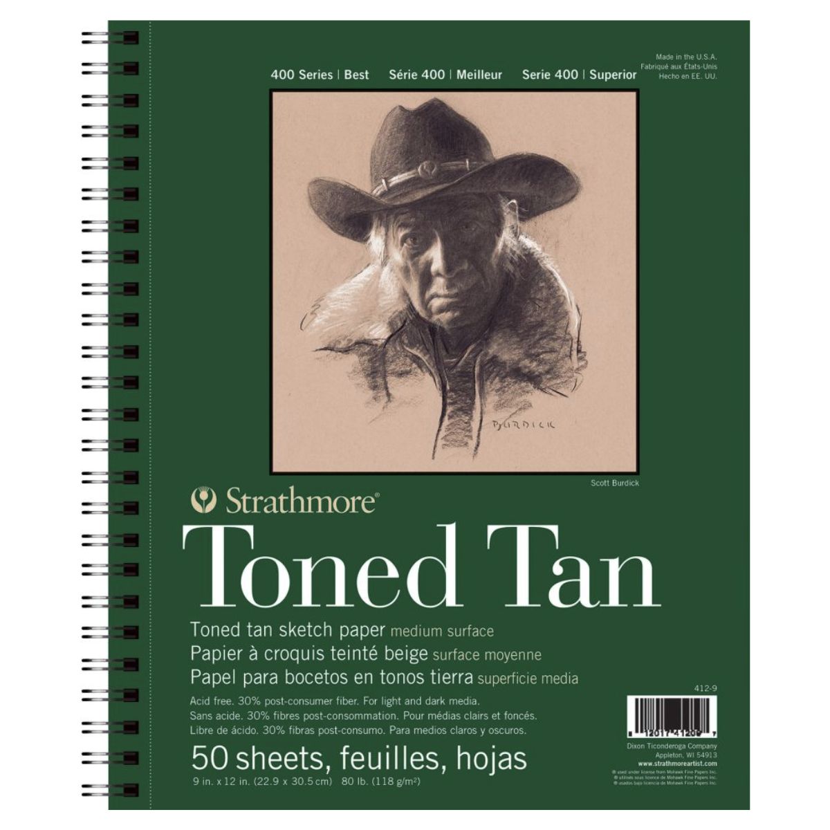 Bloco Papel Strathmore Toned Sketch Tan 118gr 22,9x30,5cm 50 Folhas Marrom
