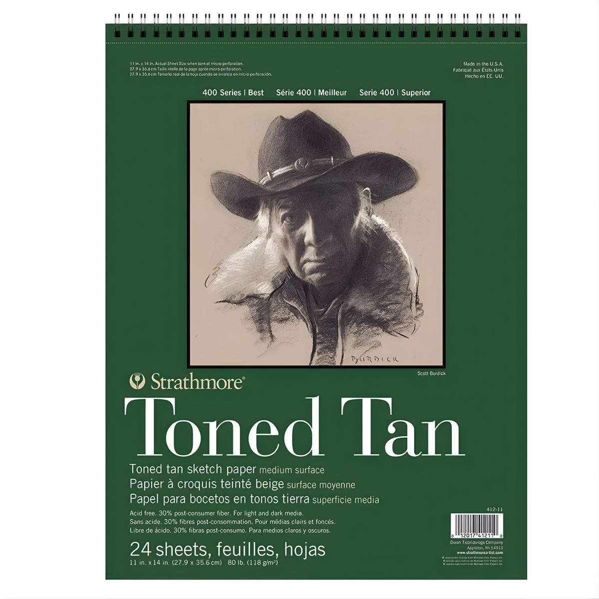 Bloco Papel Strathmore Toned Sketch Tan 118gr 27,9x35,6cm 24 Folhas Marrom