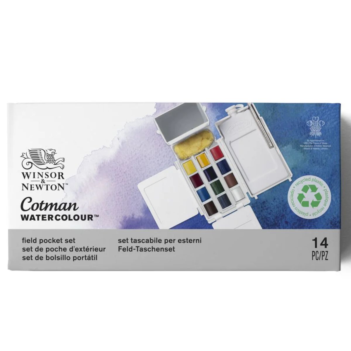 Estojo Tinta Aquarela Pastilha Cotman Winsor & Newton Field Box com 14 Peças