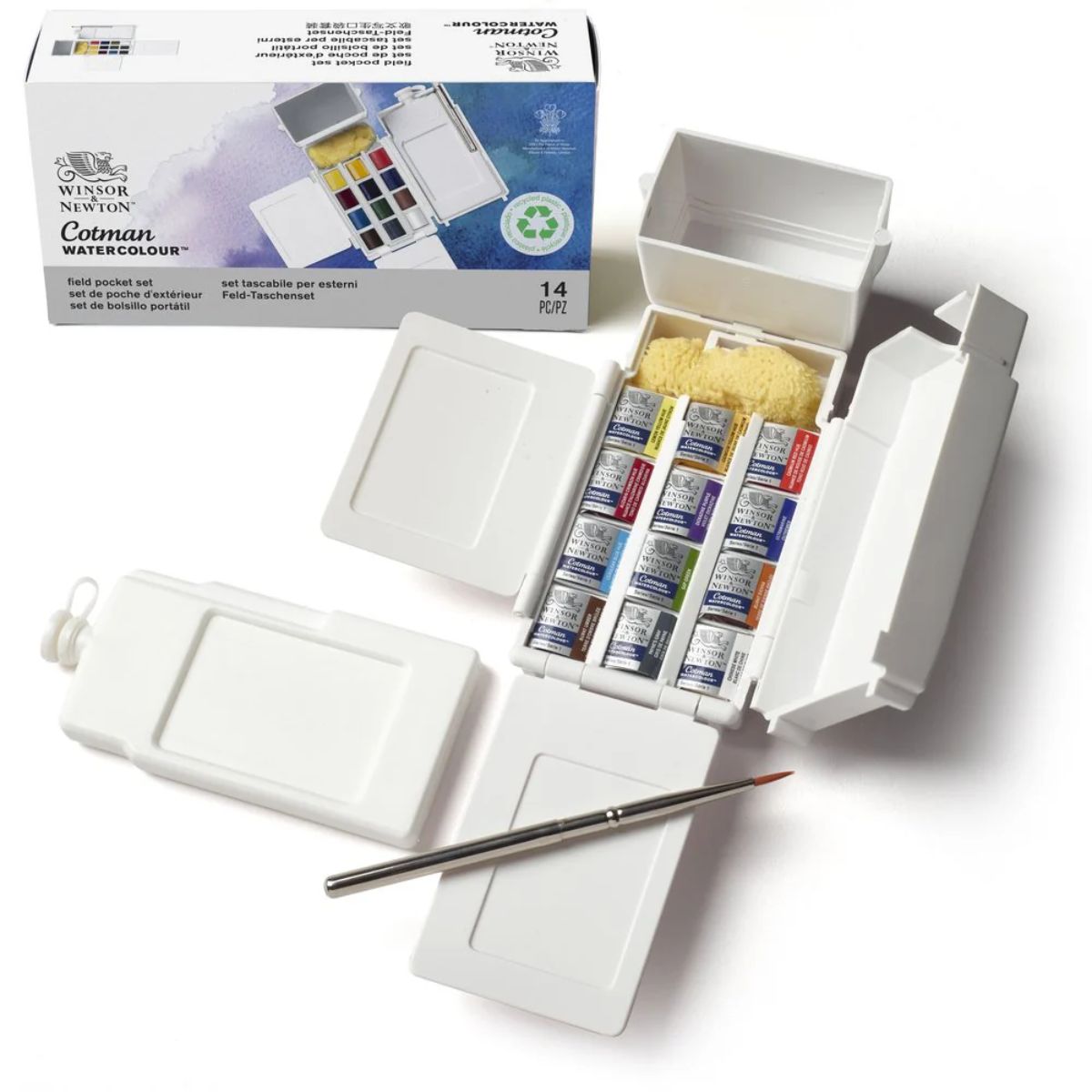 Estojo Tinta Aquarela Pastilha Cotman Winsor & Newton Field Box com 14 Peças