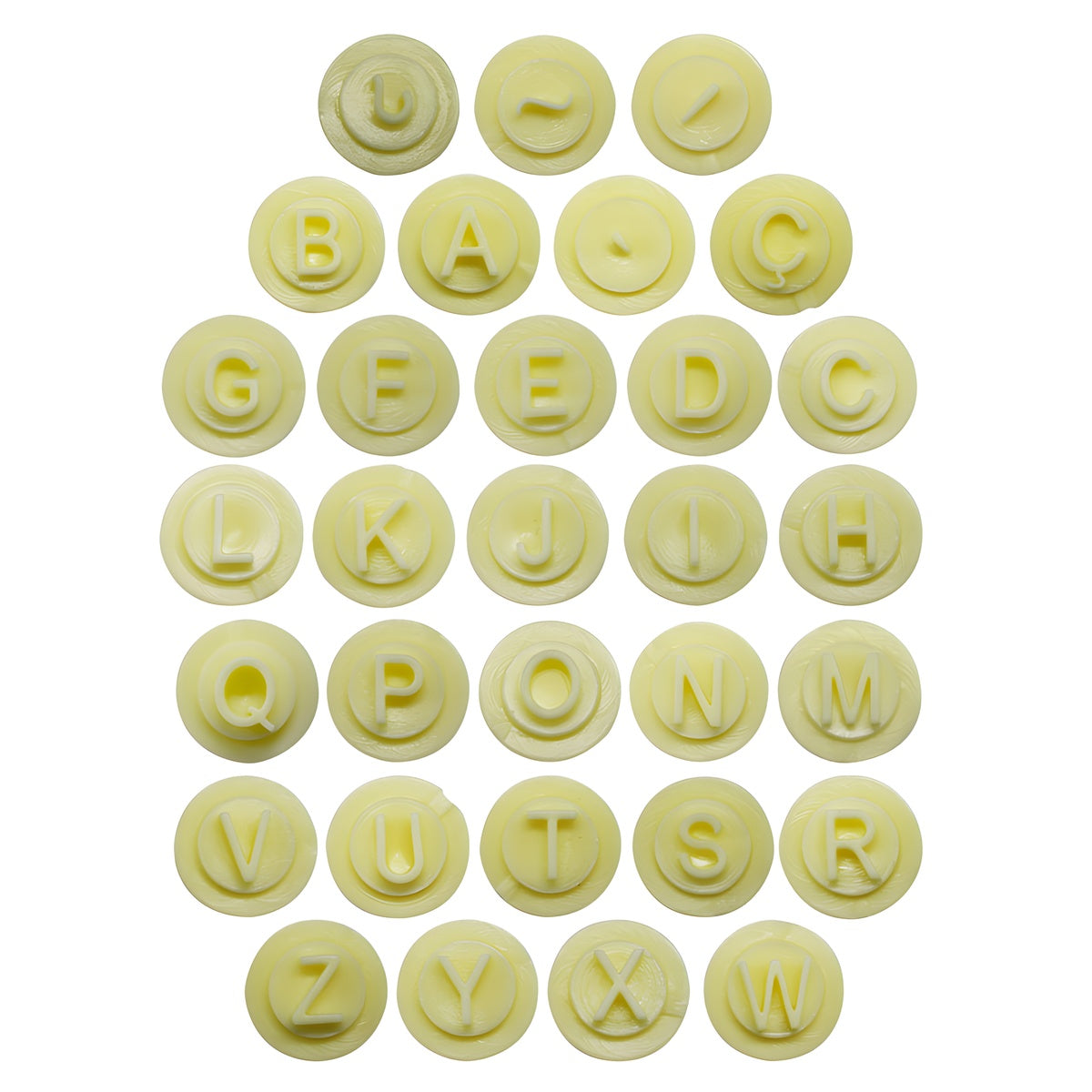 Kit Carimbos Letras 1,5cm para Doces Amarelo com 35 Peças - Bluestar