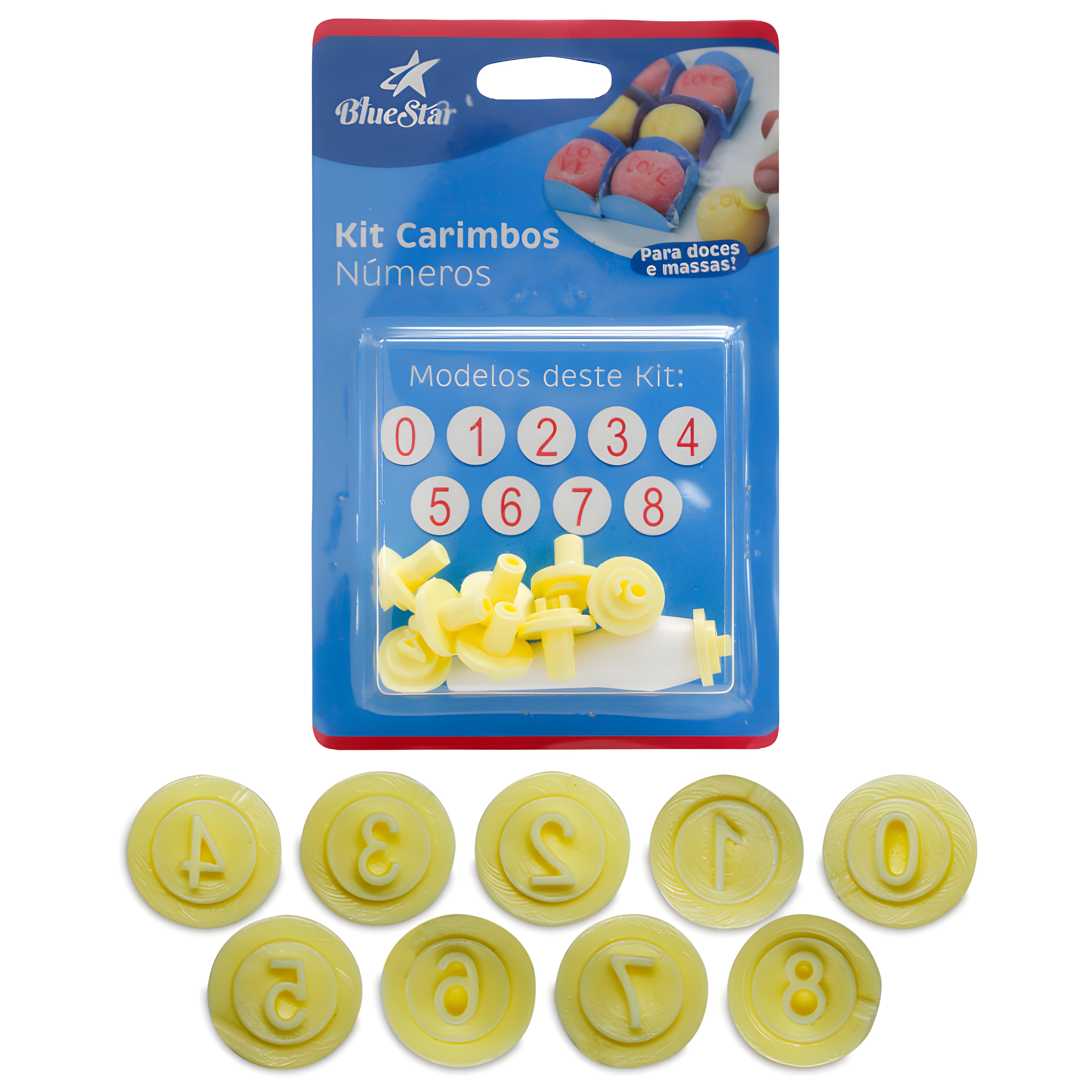 Kit Carimbos Números para Doces Amarelo com 10 Peças - Bluestar