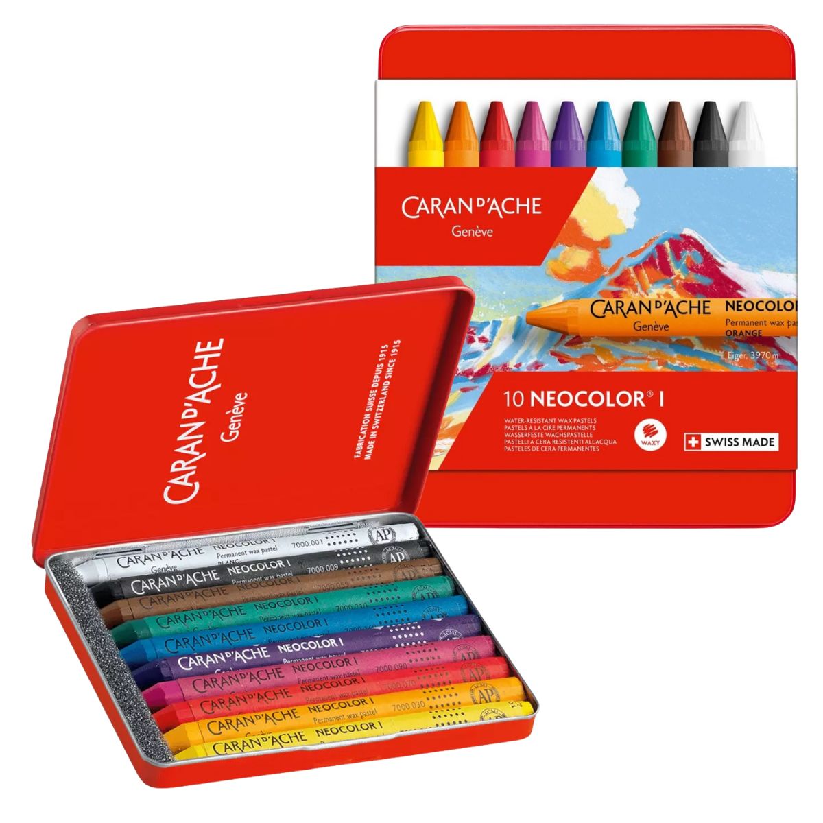 Estojo Giz Pastel Oleoso Caran D'ache Neocolor I com 10 Cores