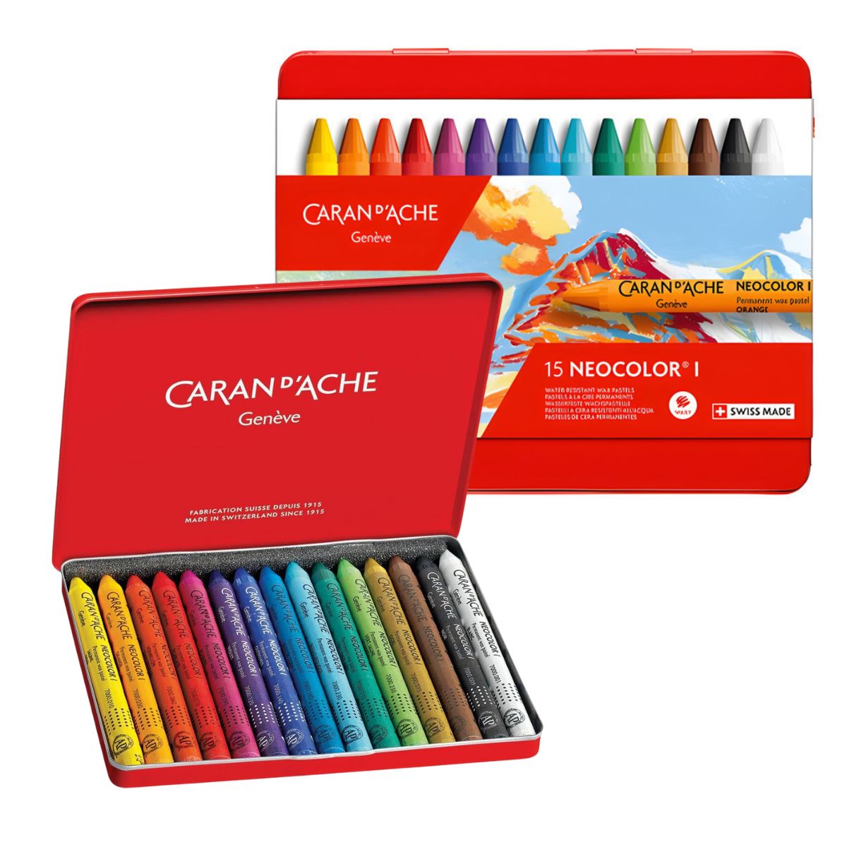 Estojo Giz Pastel Oleoso Caran D'ache Neocolor I com 15 Cores