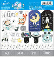 Die Cuts Apliques Recortados em Papel C Hot Stamping Coleção Meu Universo 15,1x13,1cm para Scrapbook e Scrapdecor Ldch-008 - Litoarte