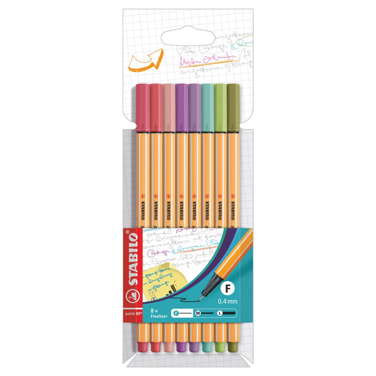 Canetas Fineliner Point 88 Novas Cores 0,4mm 8 Cores para Desenho e Escrita Fina - Stabilo