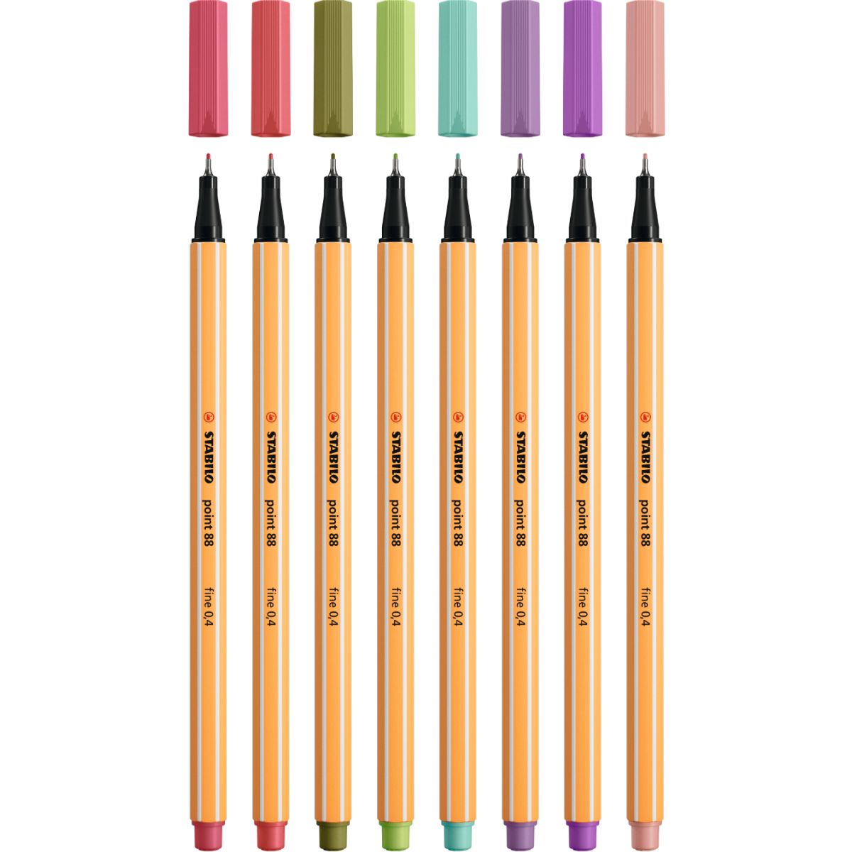 Canetas Fineliner Point 88 Novas Cores 0,4mm 8 Cores para Desenho e Escrita Fina - Stabilo