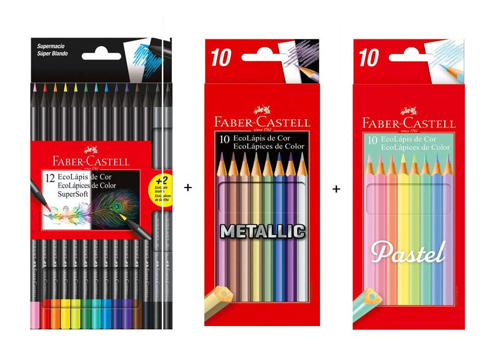Estojo Lápis Metallic + Pastel + Supersoft - Faber-castell 120410kit