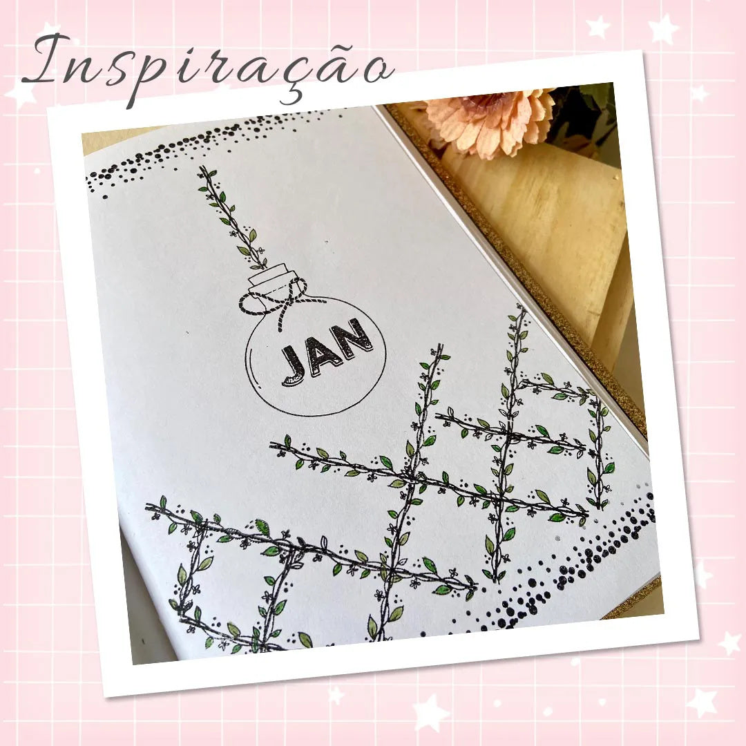 Cartela de Carimbos Borda Floral em Fotopolímero para Artesanato e Scrapbook - Lilipop