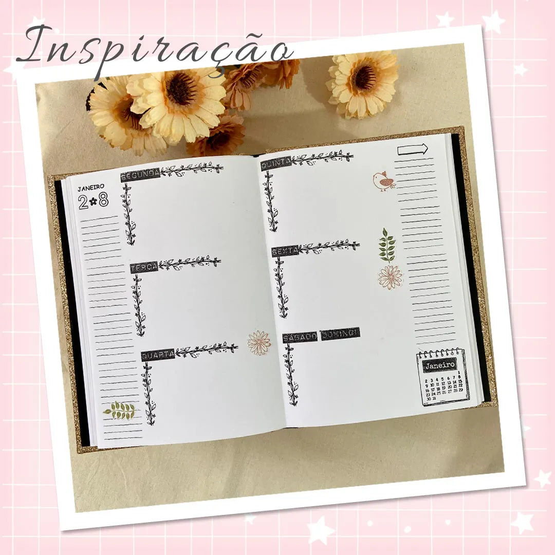 Cartela de Carimbos Borda Floral em Fotopolímero para Artesanato e Scrapbook - Lilipop