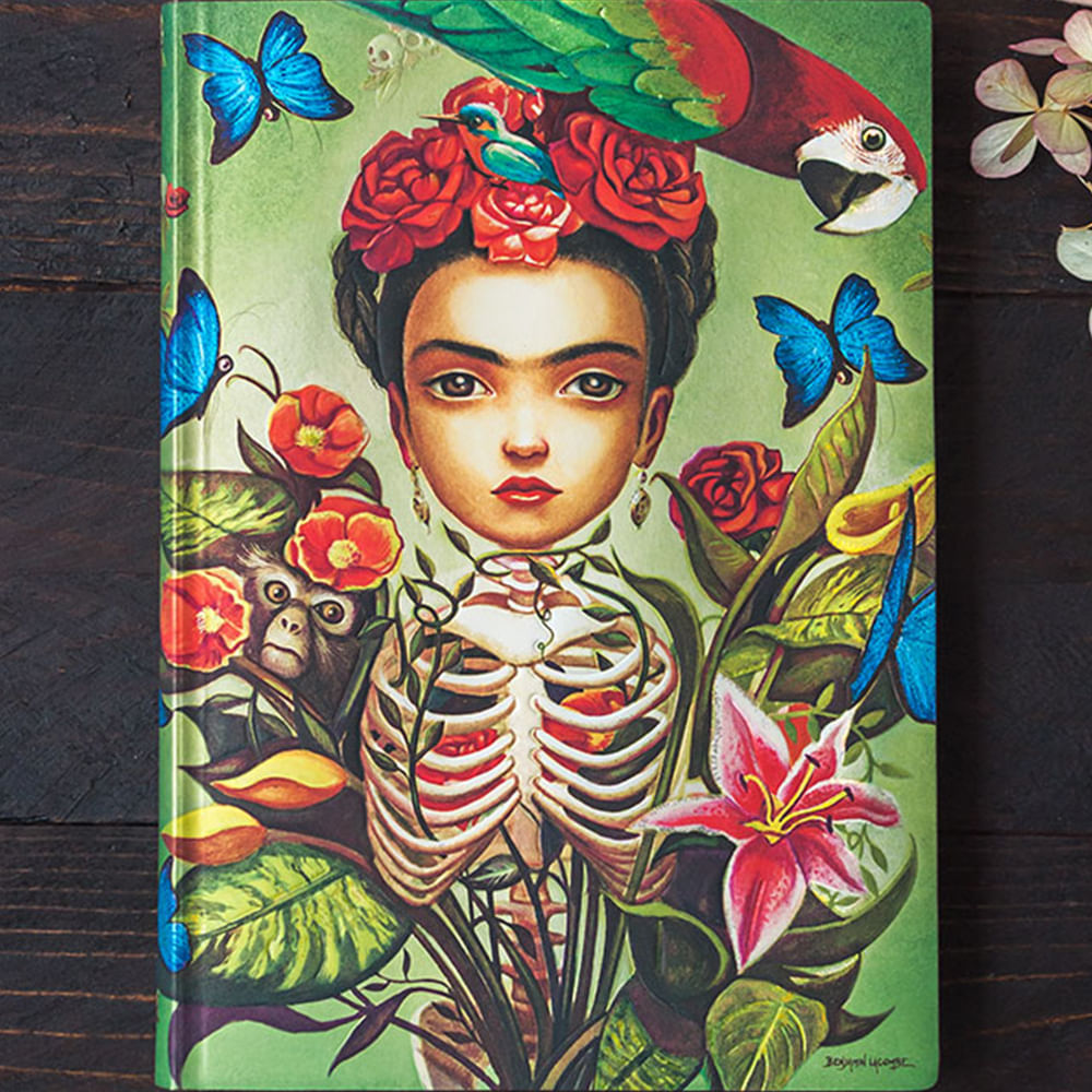 Caderno Paperblanks Frida Capa Flexível Ultra 100g/m² 18x23cm 176 Páginas com Pauta - Fb6528-9
