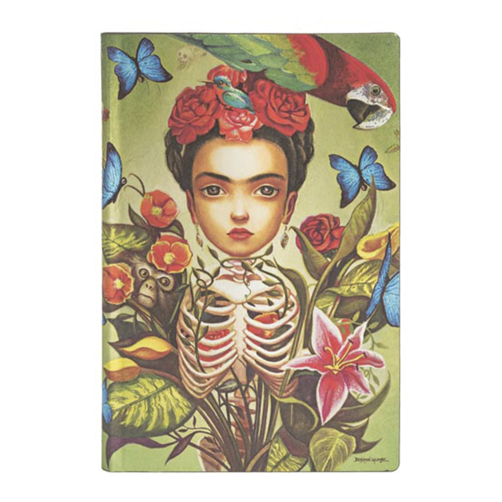 Caderno Paperblanks Frida Capa Flexível Mini 80g/m² 9,5x14cm 208 Páginas com Pauta - Fb6532-6