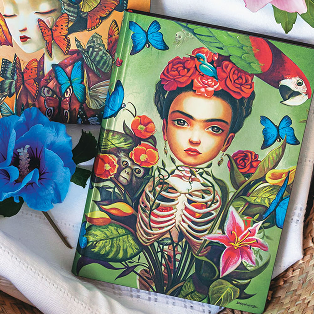 Caderno Paperblanks Frida Capa Flexível Mini 80g/m² 9,5x14cm 208 Páginas com Pauta - Fb6532-6