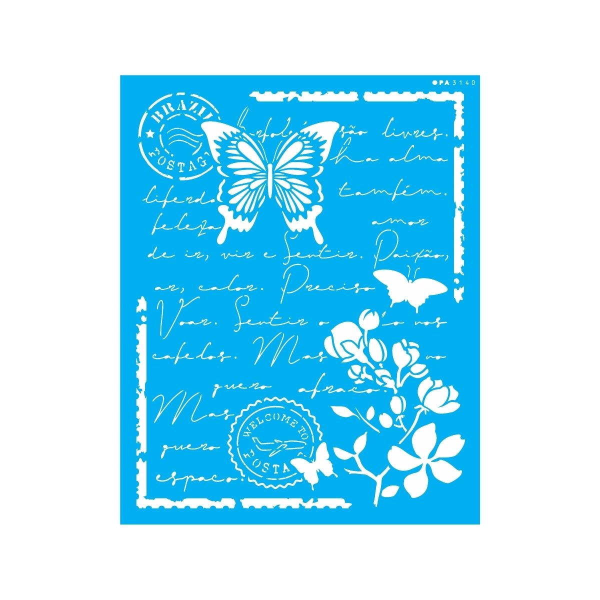 Stencil Opa 20x25cm - Carta Antiga Borboleta - 3140