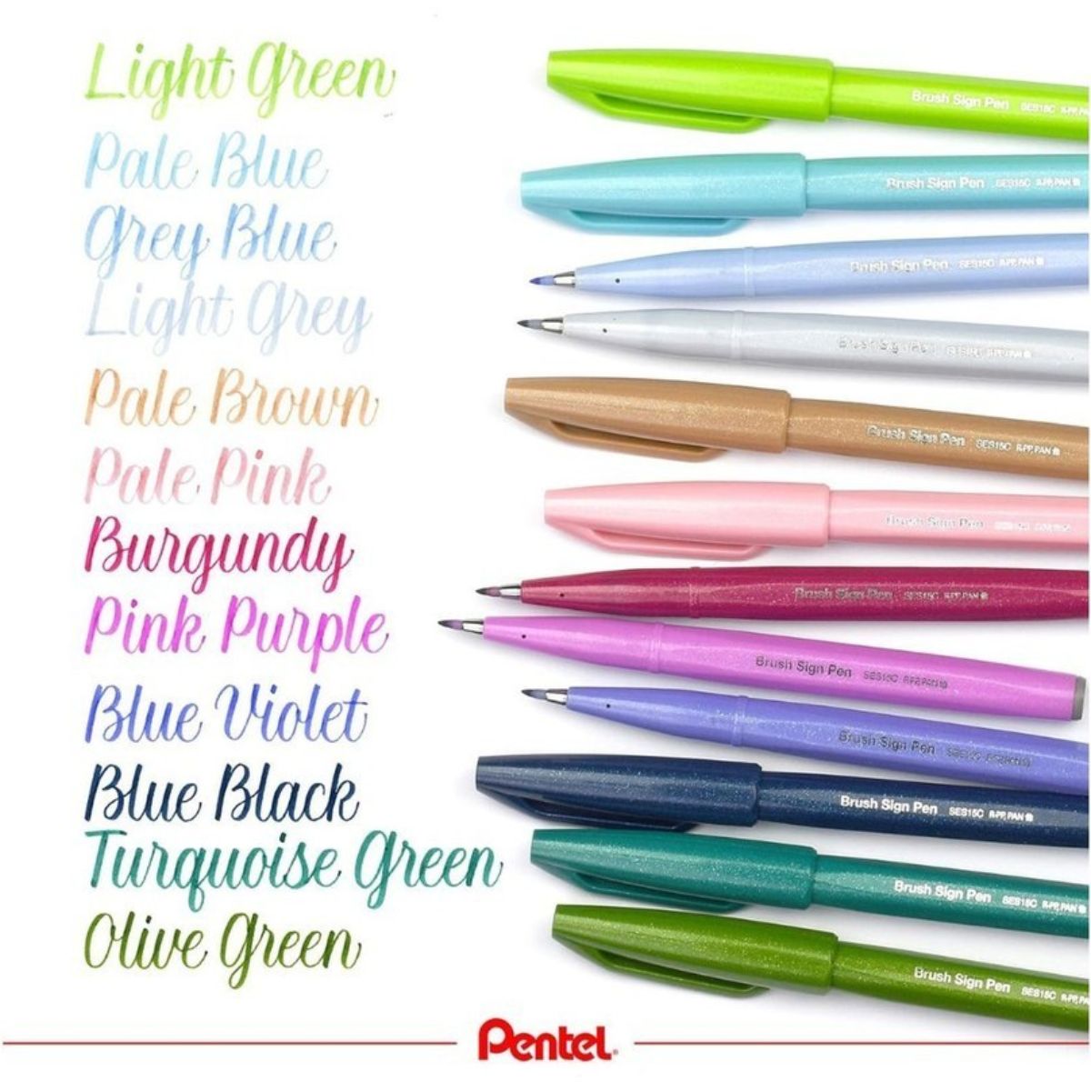 Estojo Brush Sign Pen Pentel Pastel com 12 Cores