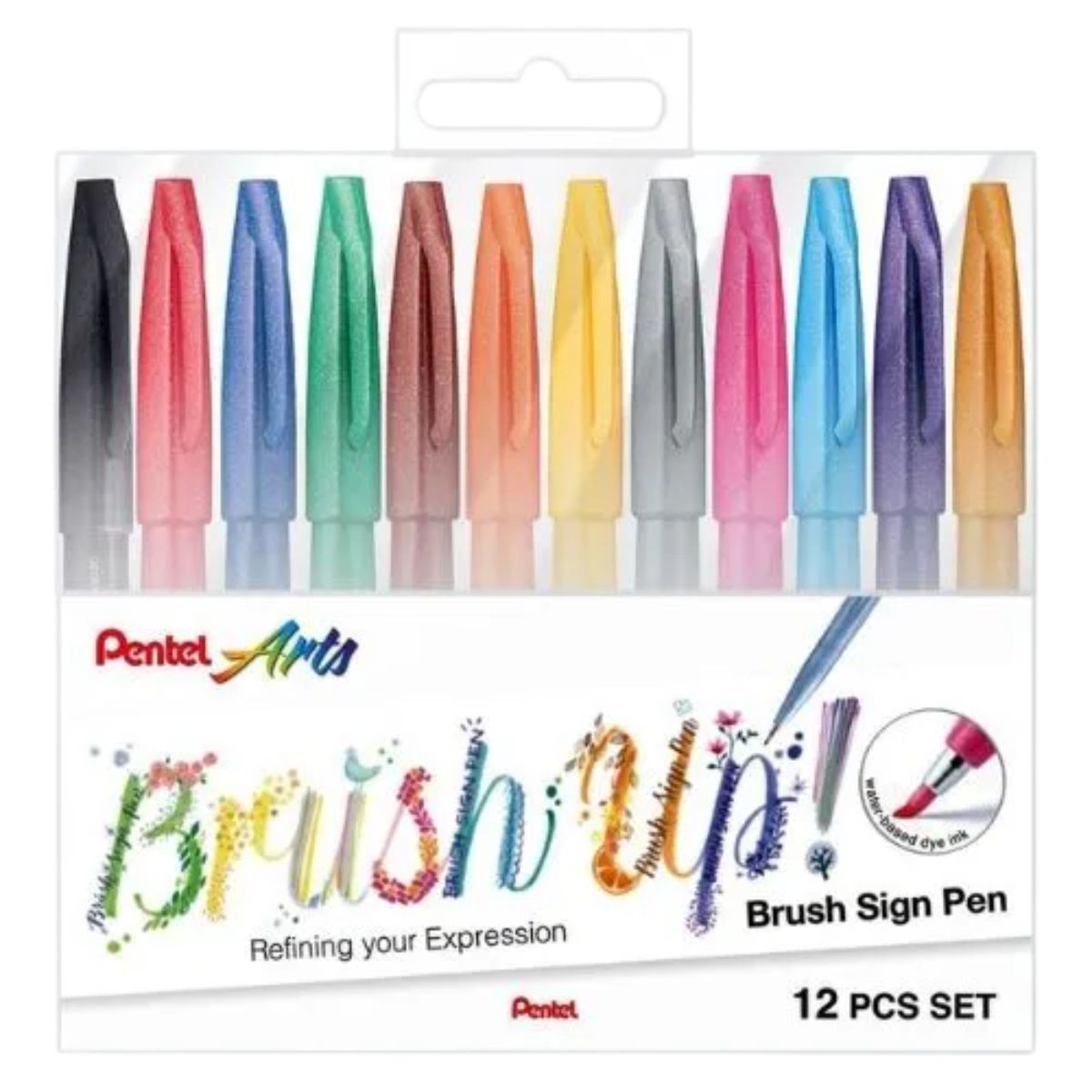 Estojo Brush Sign Pen Pentel com 12 Cores