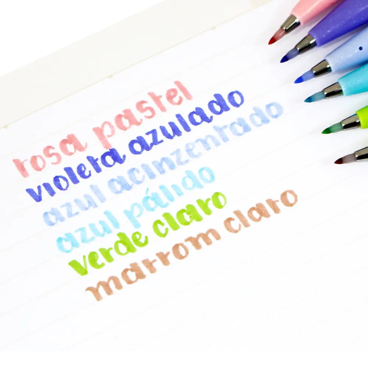 Estojo Brush Sign Pen Pentel Pastel com 6 Cores
