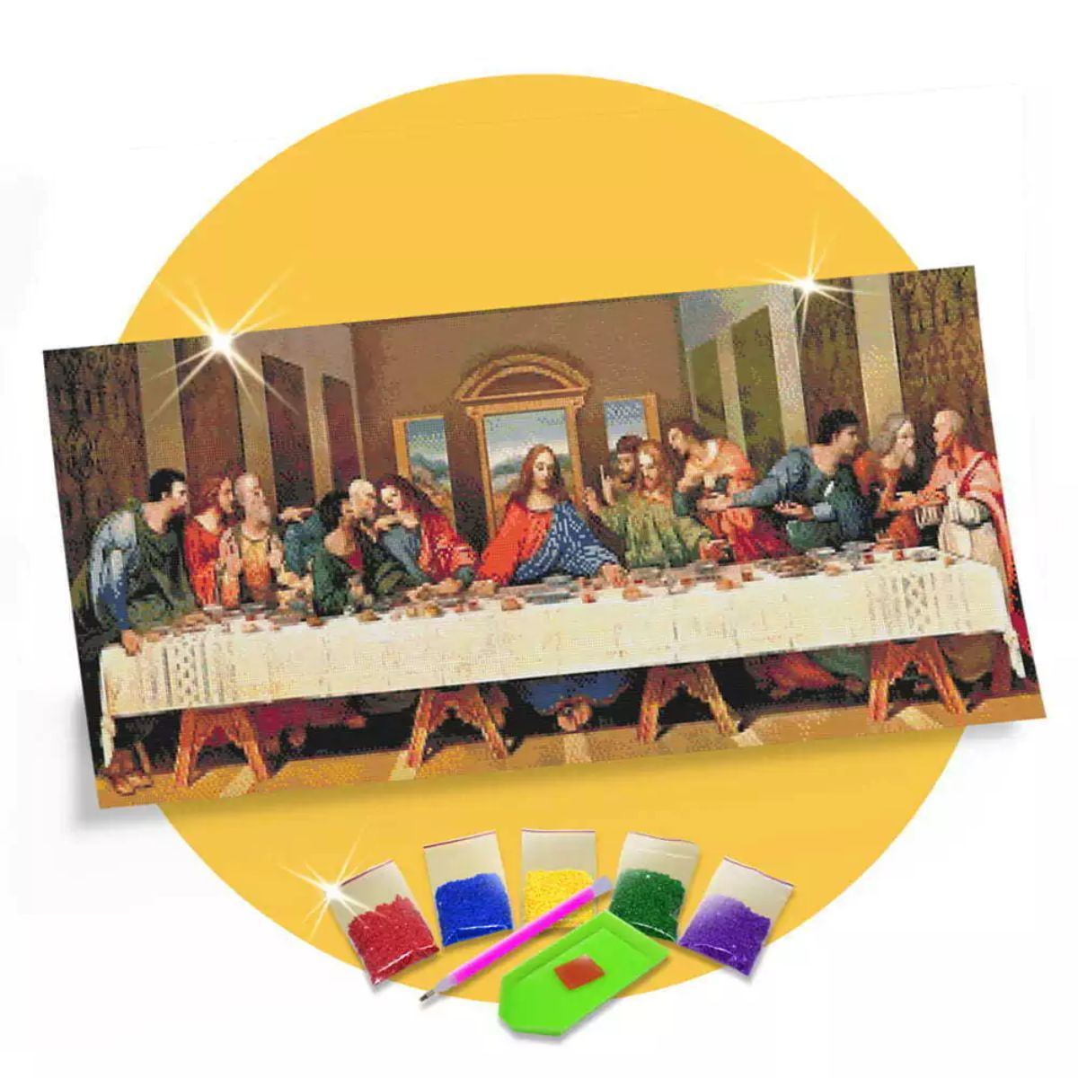 Kit de Pintura com Diamante 100x45cm - Santa Ceia